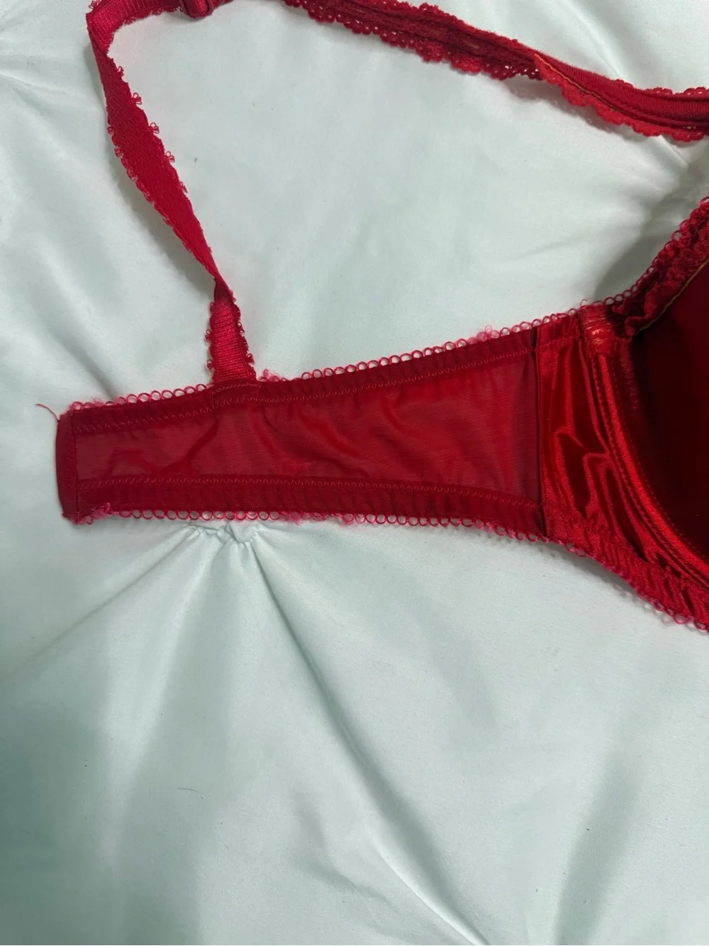 Red Satin Embroidered Underwire Bra — Supportive Women's Lingerie